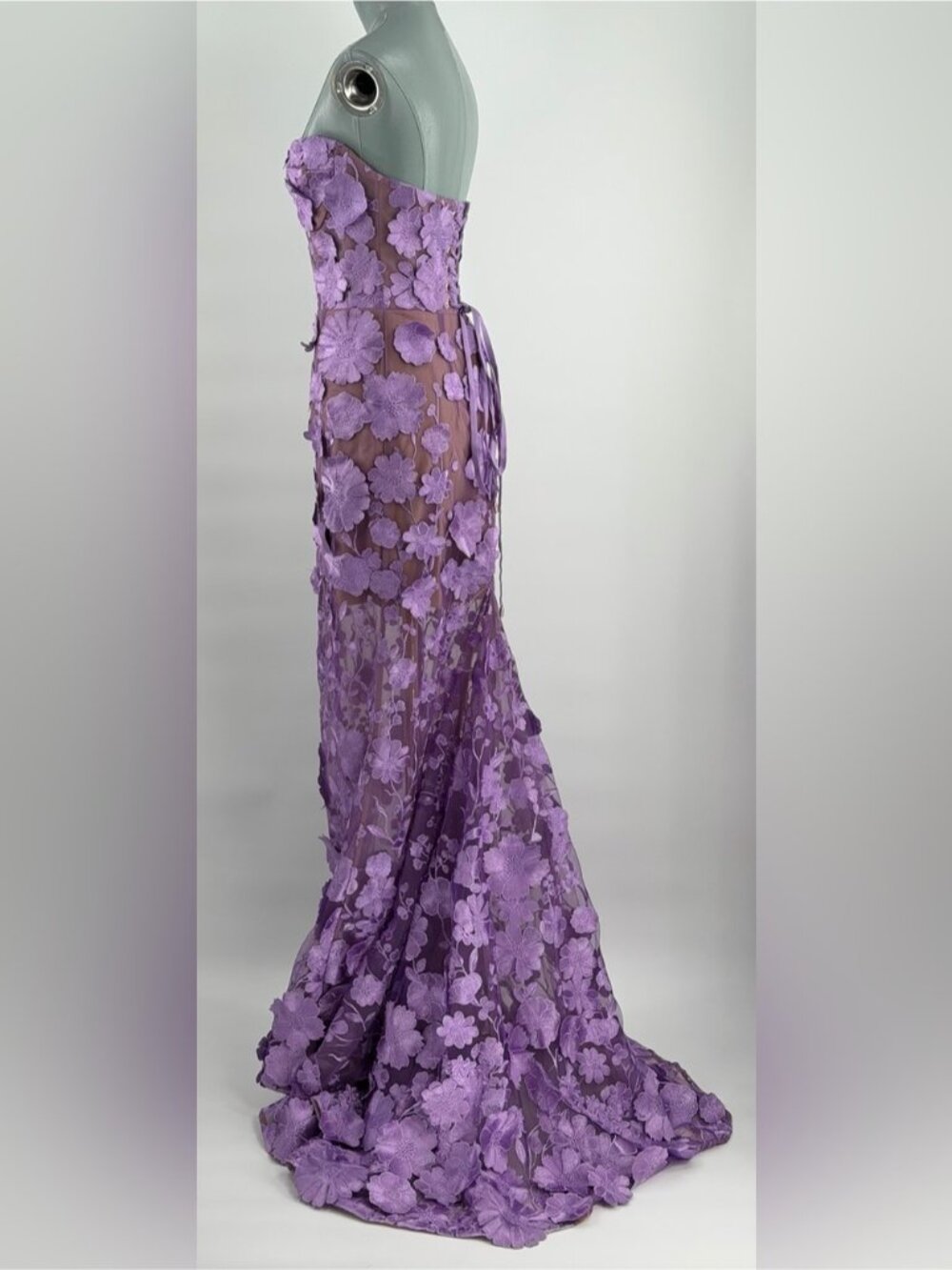 🆕 BRONX & BANCO 🧿 NWOT Jasmine Floral Embroidered Gown, Lilac - Sz M US 6 - Picture 8 of 14